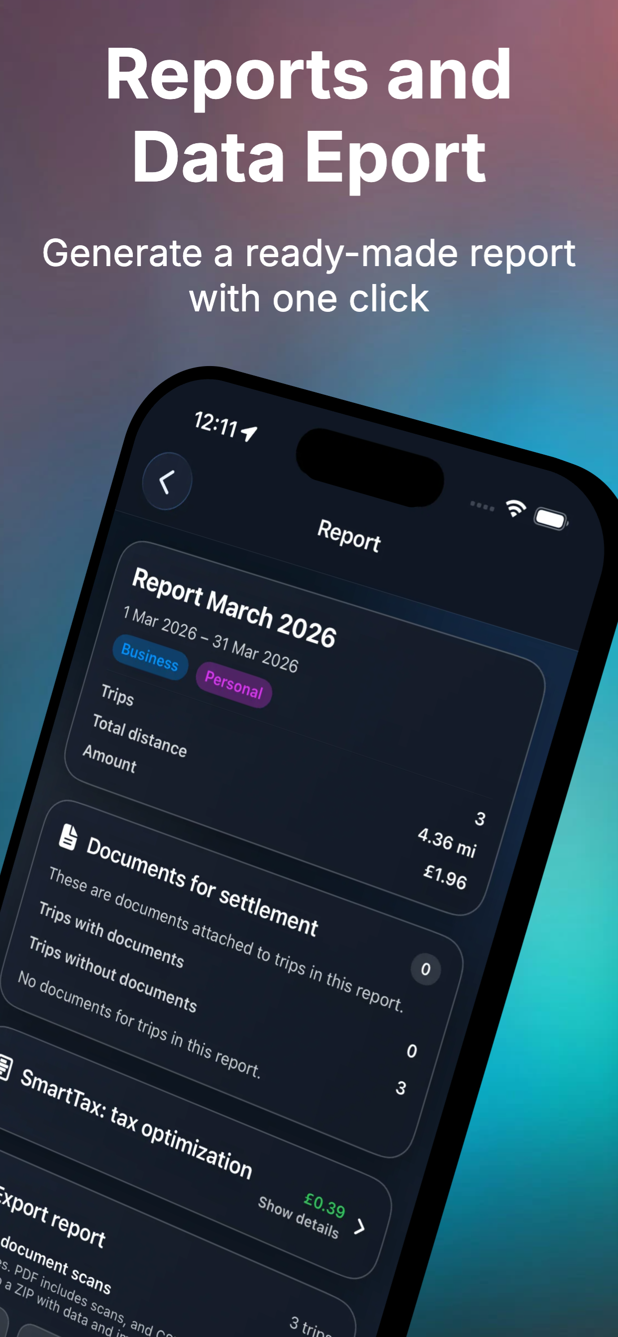 Pantalla de bienvenida: reportes y exportación